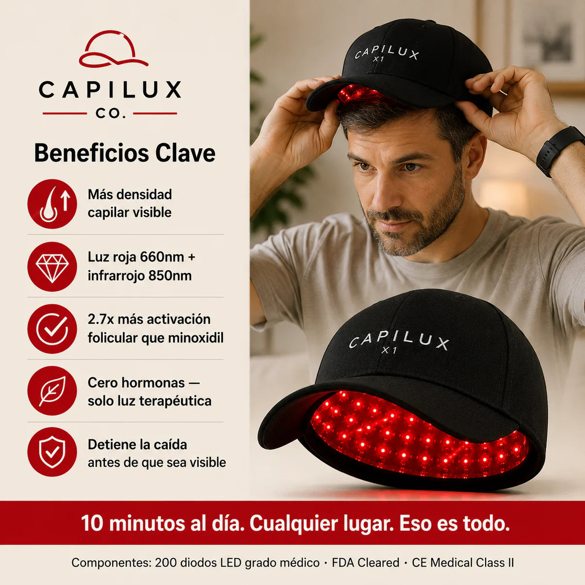 CapilLED Pro — Recupera tu cabello sin pastillas ni cirugías.